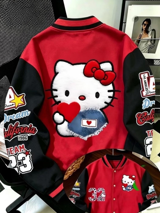 Hello Kitty Jackets & Blazers - Red & Black Hello Kitty Varsity Jacket